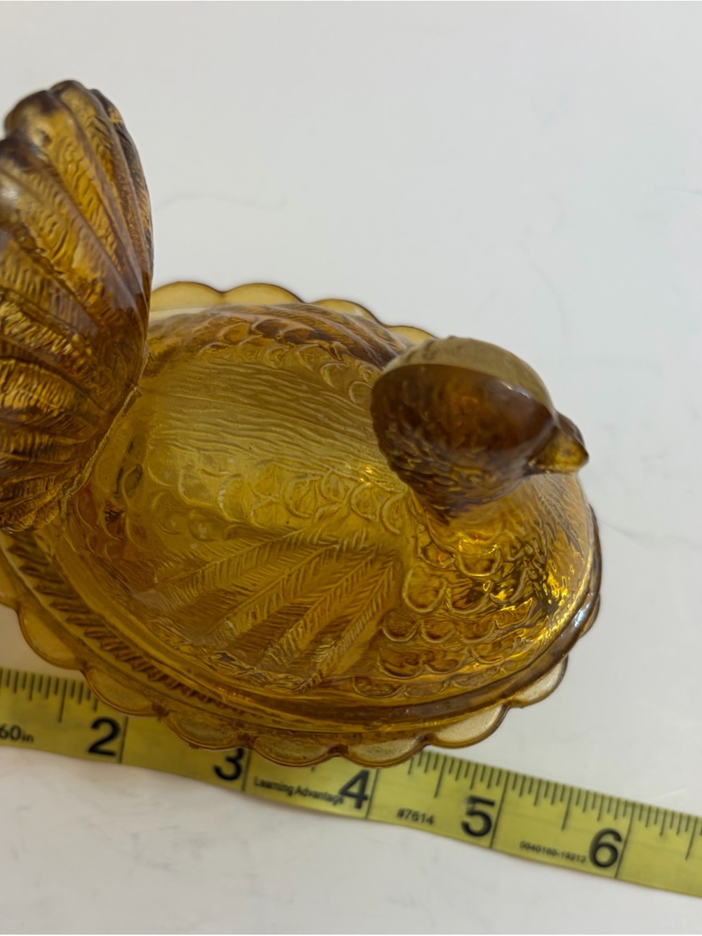 Vintage amber glass turkey on nest dish - Picture 6 of 8